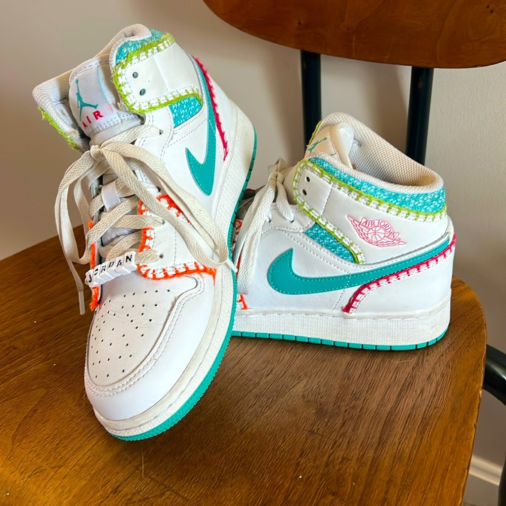 Air Jordan 1 Mid SE GS Multi Knit Sneakers